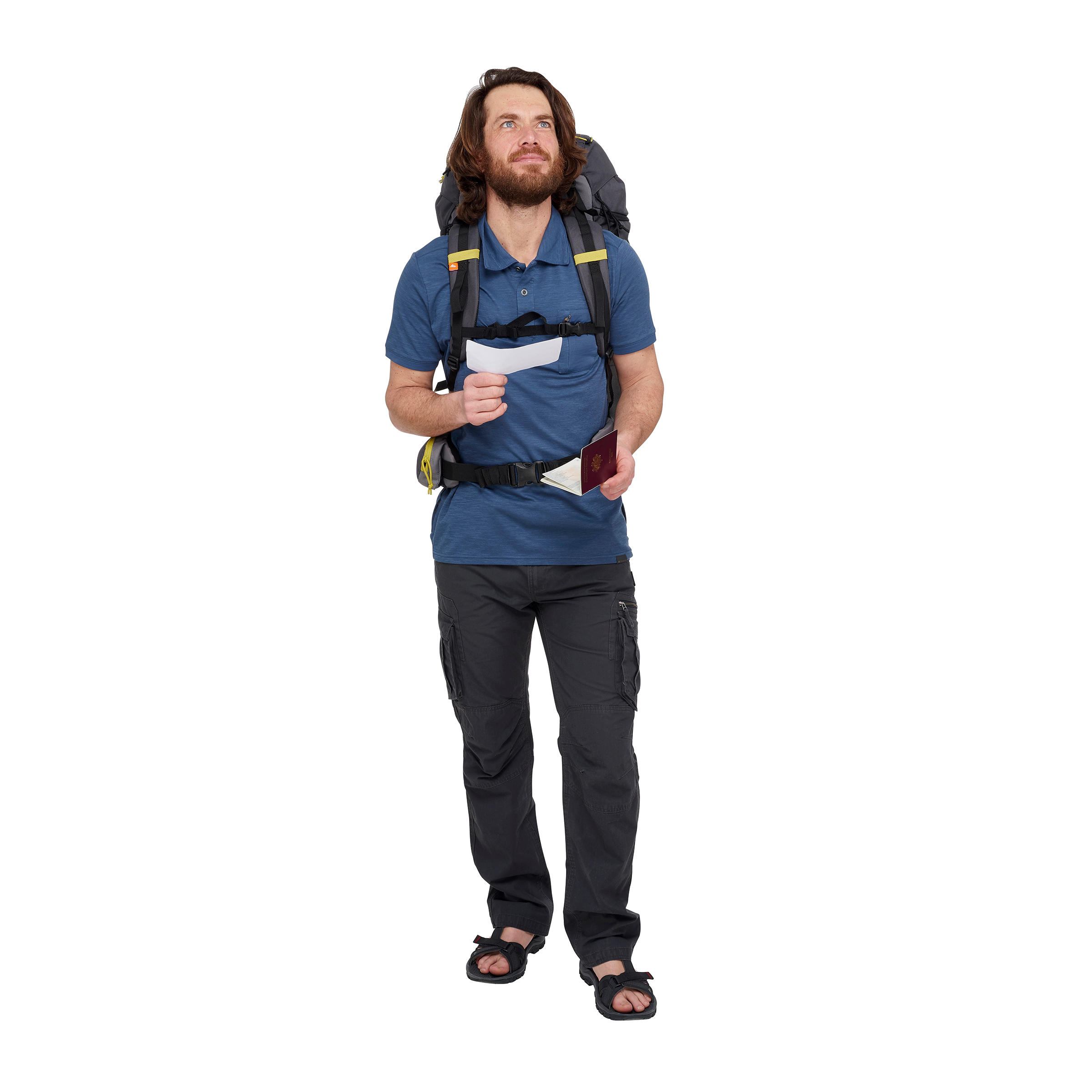 

Men' Travel Short-Sleeved Polo T-Shirt Travel 100 - Blue