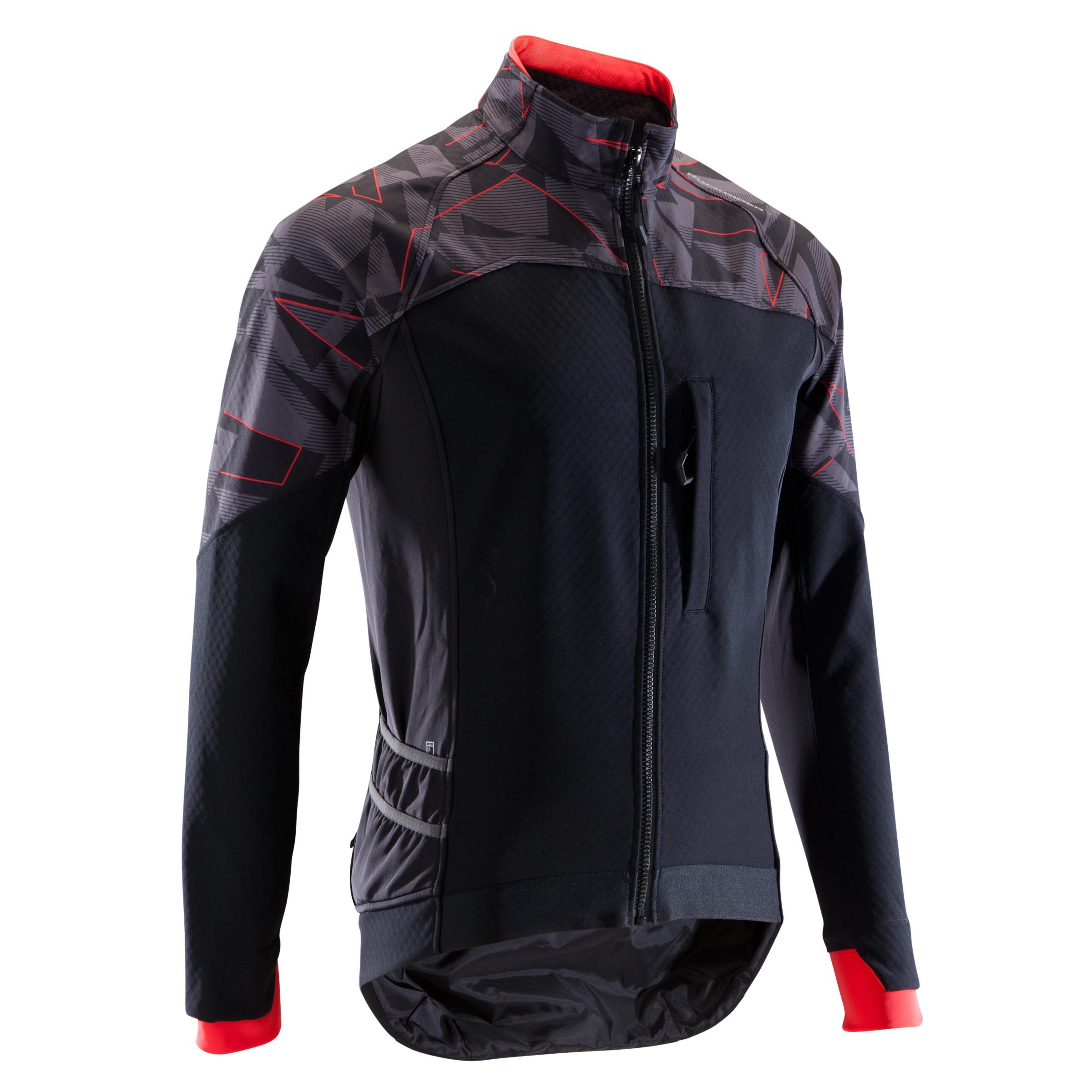 ROCKRIDER ST500 Winter Softshell MTB Cycling Jacket - Black/Red