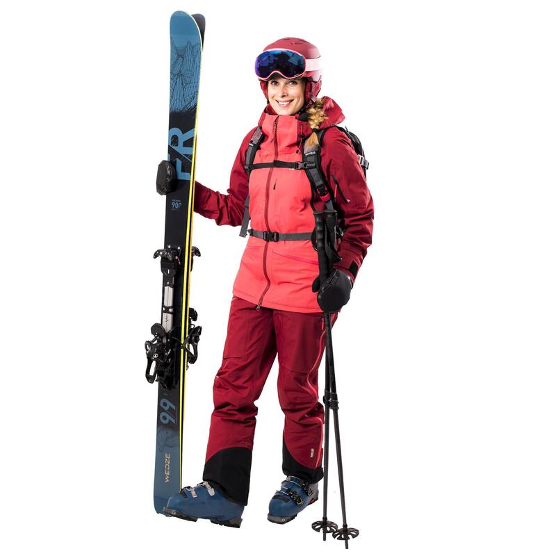 Pantalón de Esquí Nieve Mujer Wedze Ski FR900 2 Piezas Pantalón Térmico Burdeo