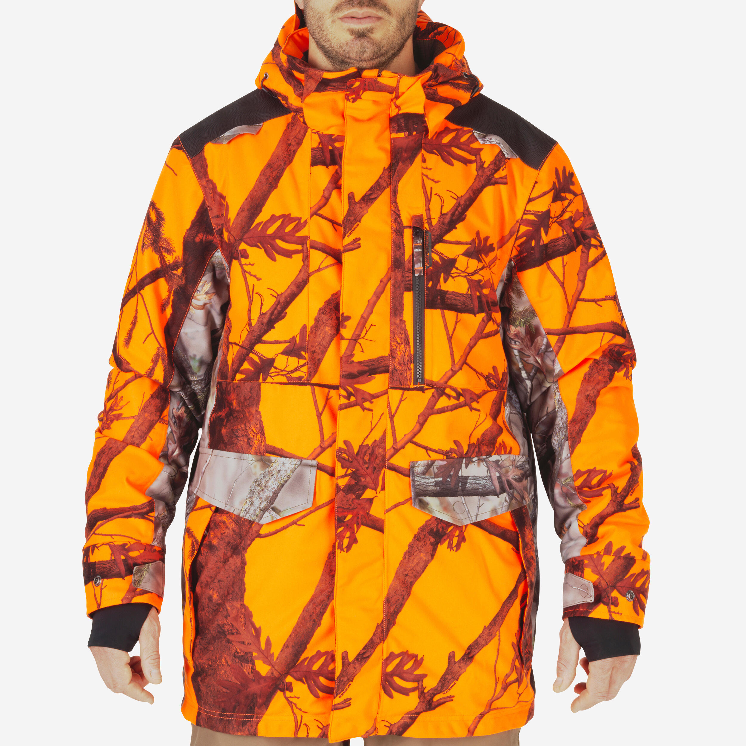 Solognac - Veste Chasse Imperméable Chaude Silencieuse Camo Fluo Poste 500 - Veste - Chasse Et Tir Sportif - Orange - 38 S - Decathlon