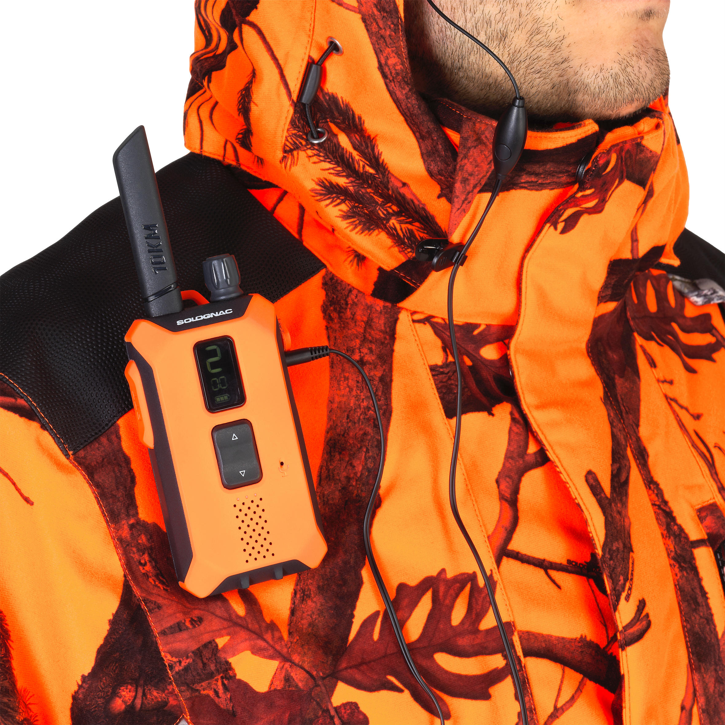 Chaqueta Caza Solognac 500 Hombre Impermeable Calida Camuflaje Naranja Fluo 3/5