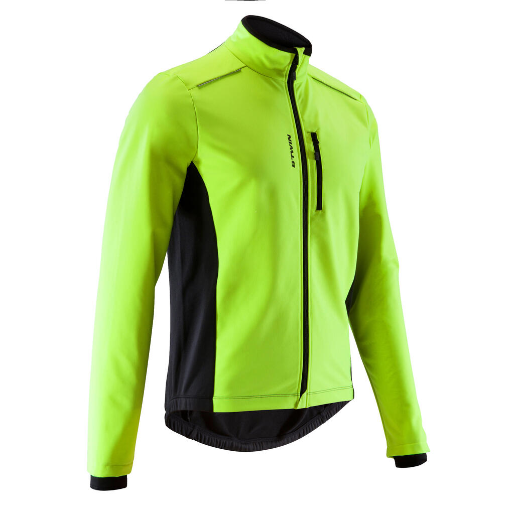 Men's road cycling touring winter jacket 100 - yellow