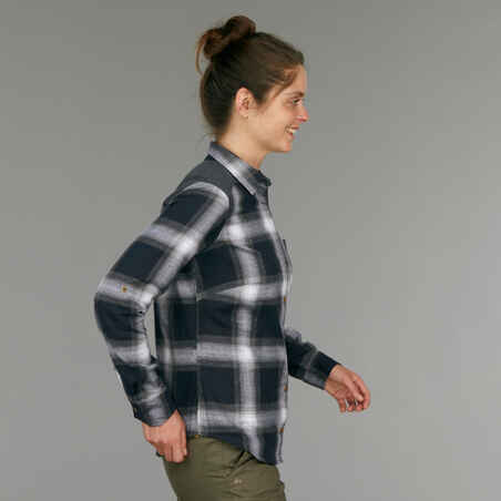 Women's Trekking Shirt Travel 100 - Black Check