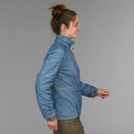 Women's 3-In-1 Waterproof Comfort -8°C Travel Trekking Jacket - TRAVEL 500 - blu