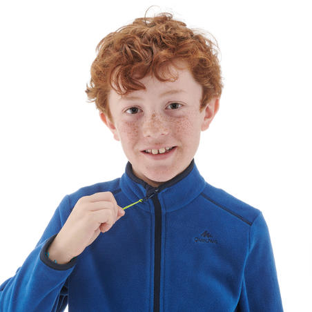 Толстовка флисовая походная для детей 7-15 лет темно-синяя MH150