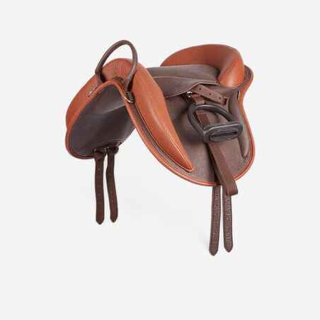 Horse Riding Synthetic Pony Saddle 100 - Brown