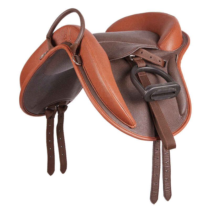 Horse Riding Synthetic Pony Saddle 100 - Brown