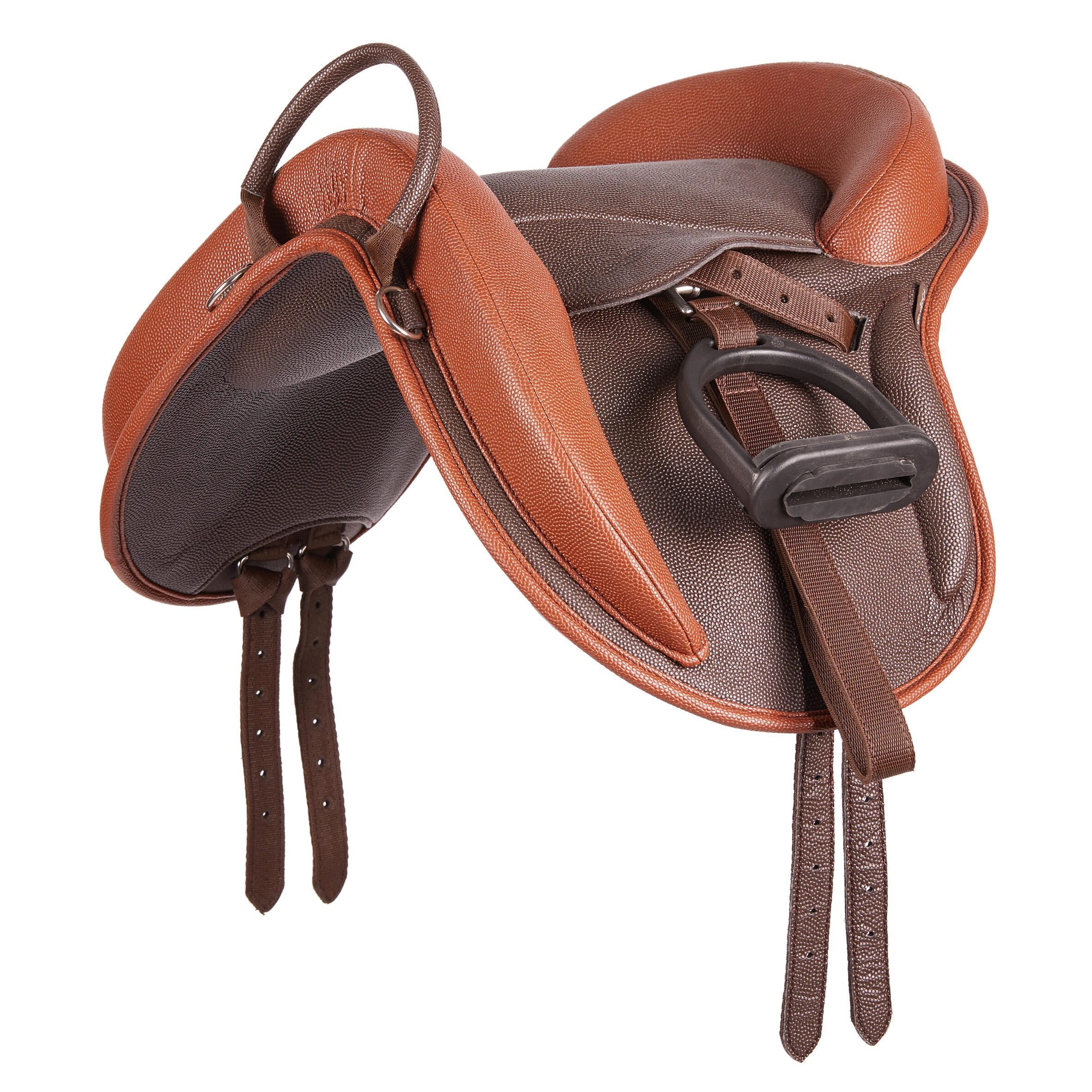 FOUGANZA Horse Riding Synthetic Pony Saddle 100 - Brown
