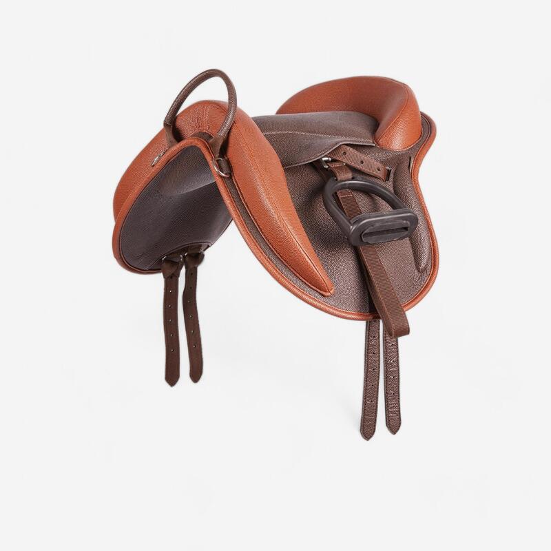 Selle équitation bardette synthétique Poney - 100 noire