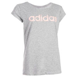 T-shirt 500 regular Gym Stretching femme gris et rose