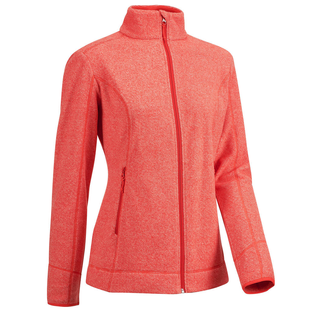 Women's MH120 red mountain hiking fleece jacket