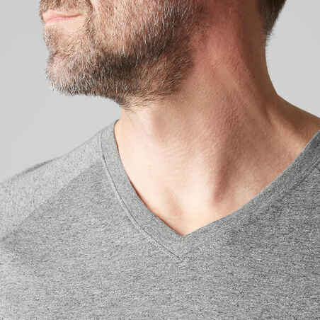 900 Men's Slim-Fit V-Neck Gym T-Shirt - Grey