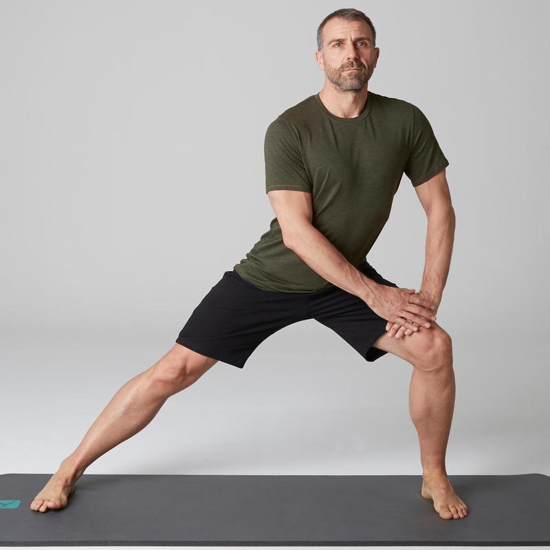 500 Regular Fit Stretching T Shirt Khaki Aop Domyos By Decathlon