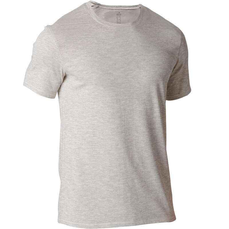 MAN GYM, PILATES APPAREL Clothing - 500 Regular Gym T-Shirt Beige NYAMBA - Tops