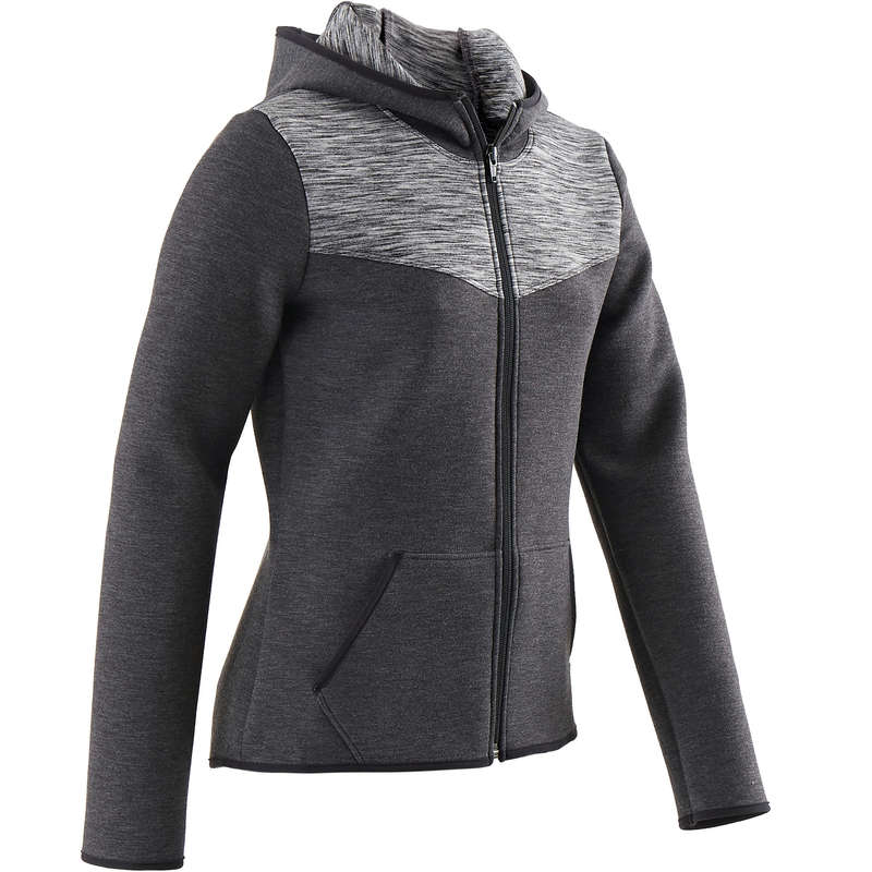 DOMYOS 500 Girls' Gym Warm, Breathable Cotton Hooded Jacket...