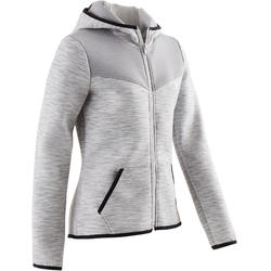 Veste capuche chaude, coton respirant 500 fille GYM ENFANT gris chiné
