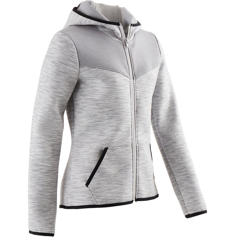 500 Spacer Girls' Gym Jacket - Grey 500 Spacer Girls' Gym Jacket - Grey