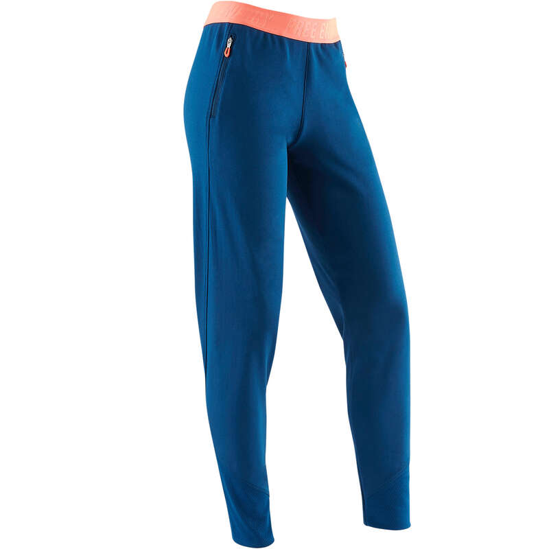 GIRL EDUCATIONAL GYM COLD WEATHER APP Clothing - S900 Slim-Fit Gym Bottoms Blue DOMYOS - Bottoms
