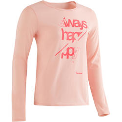 T-Shirt manches longues 100 Gym fille rose imprimé