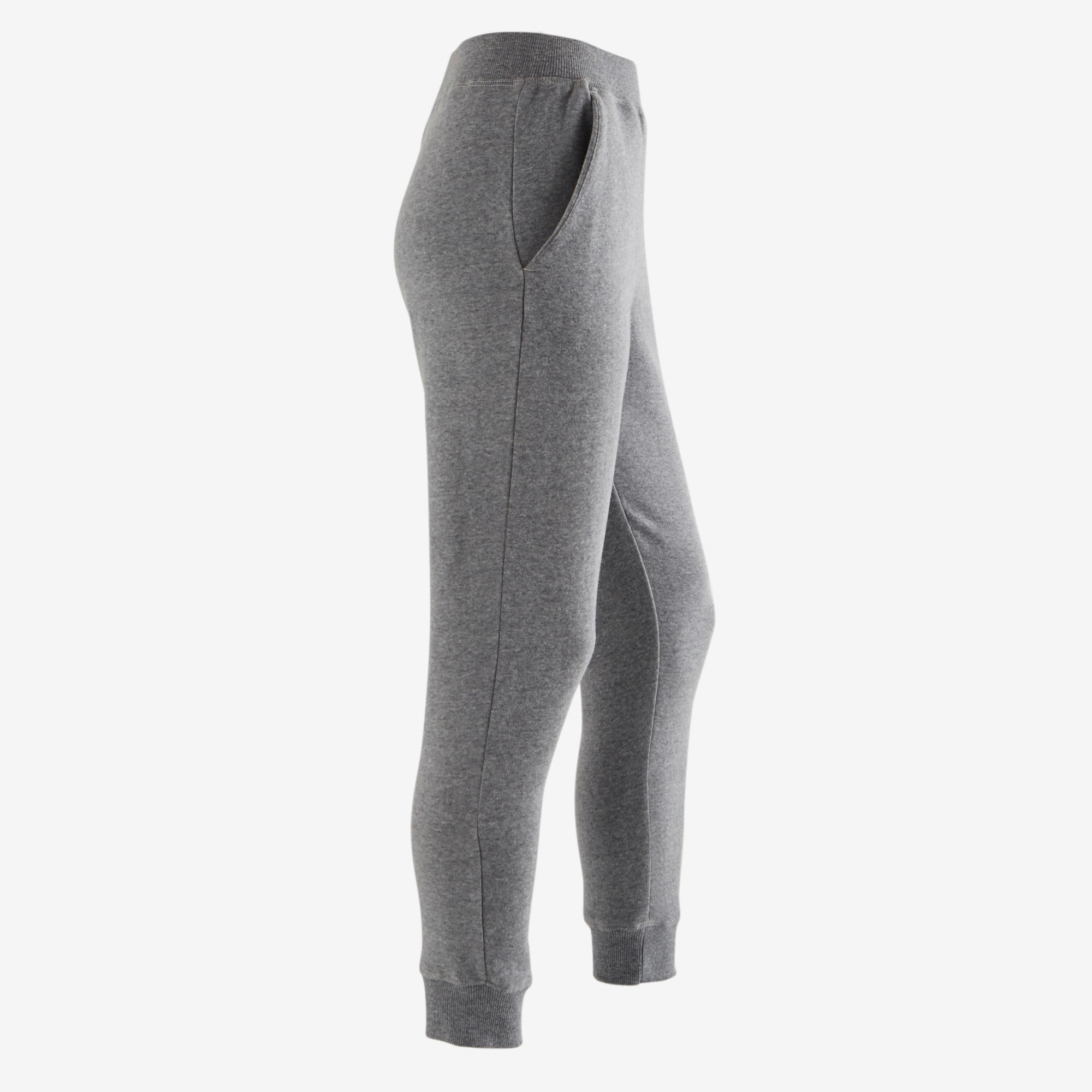 

500 Girls' Jersey Gym Bottoms - Light Grey Print