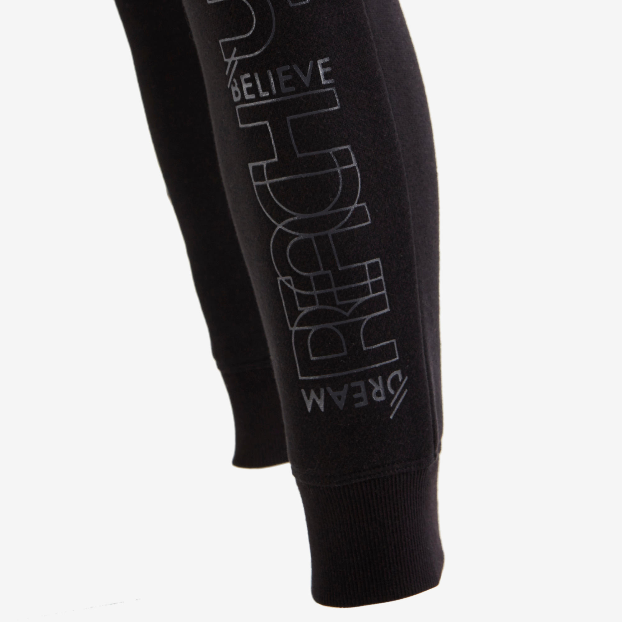 

500 Girls' Jersey Gym Bottoms - Black Print