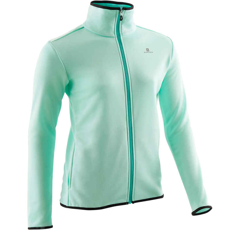 S500 Girls' Warm Breathable Synthetic Gym Jacket - Light Green