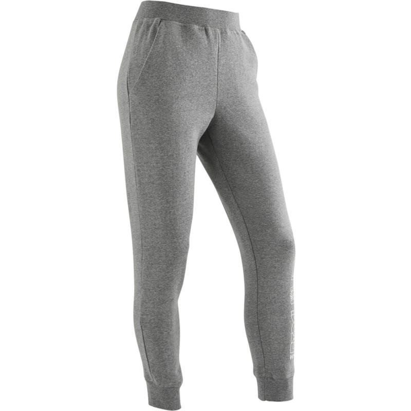 500 Girls' Jersey Gym Bottoms - Light Grey Print 500 Girls' Jersey Gym Bottoms - Light Grey Print