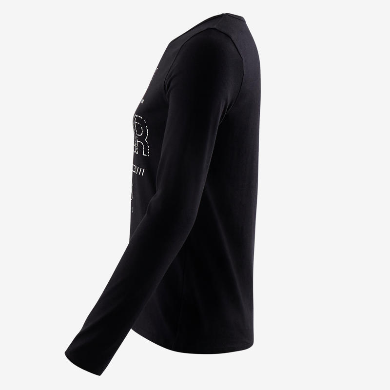 Langarmshirt 100 Gym Kinder Schwarz Bedruckt Domyos By Decathlon