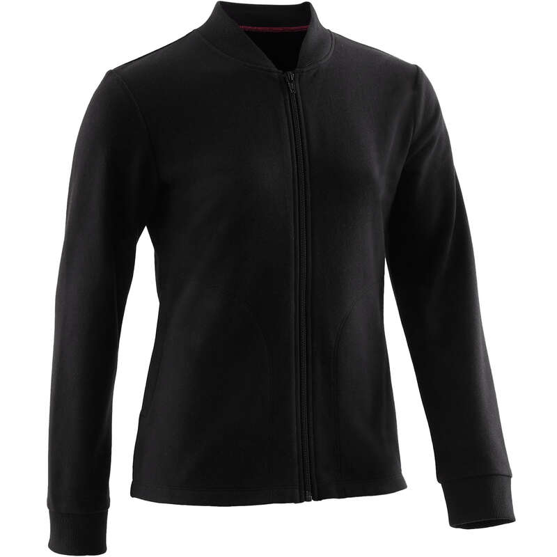 DOMYOS 100 Girls' Gym Jacket Black Decathlon