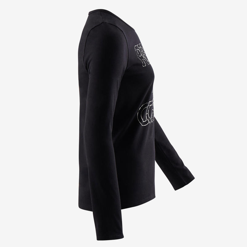 Langarmshirt 100 Gym Kinder Schwarz Bedruckt Domyos By Decathlon