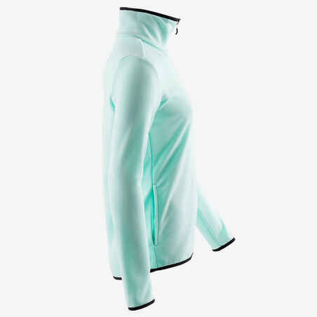 S500 Girls' Warm Breathable Synthetic Gym Jacket - Light Green