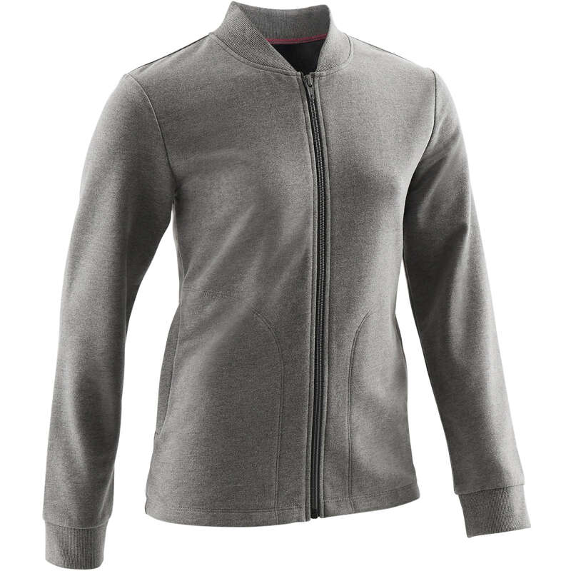 DOMYOS 100 Girls' Gym Jacket Grey Decathlon