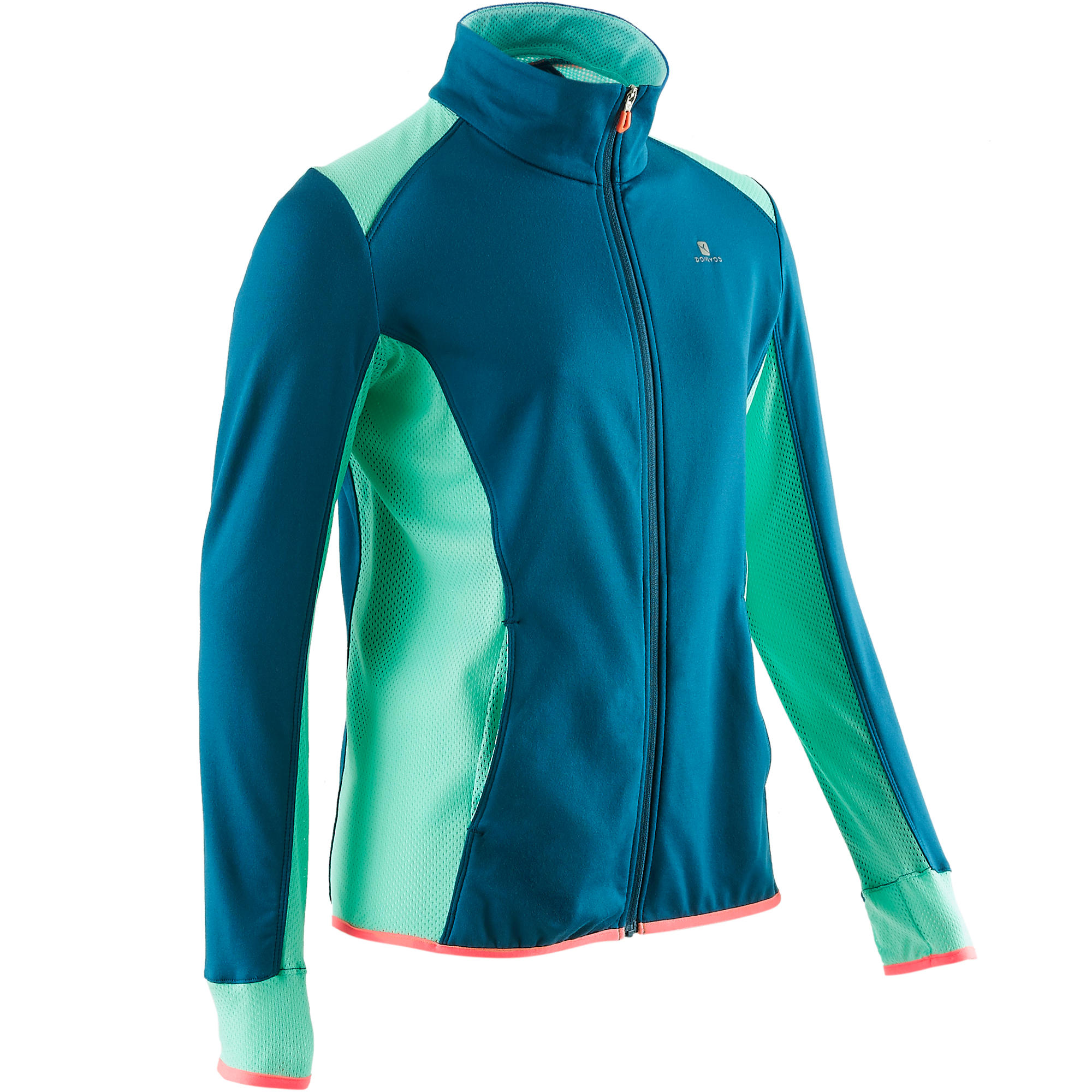 S900 Girls' Gym Jacket Blue Print Domyos by Decathlon