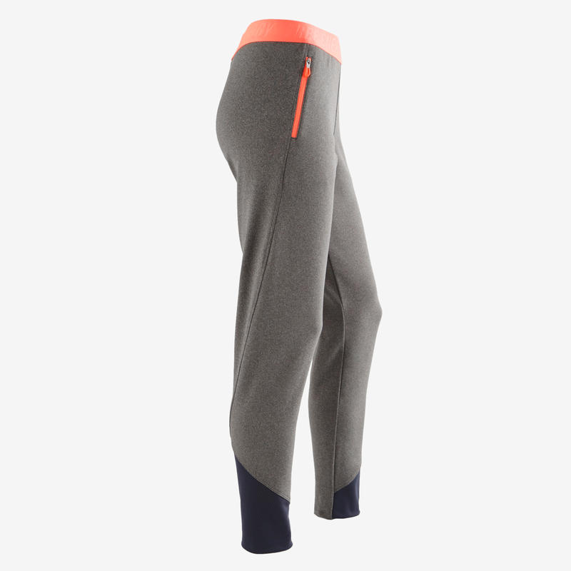 Pantalon Slim S900 Educație Fizică Gri Fete Domyos By Decathlon