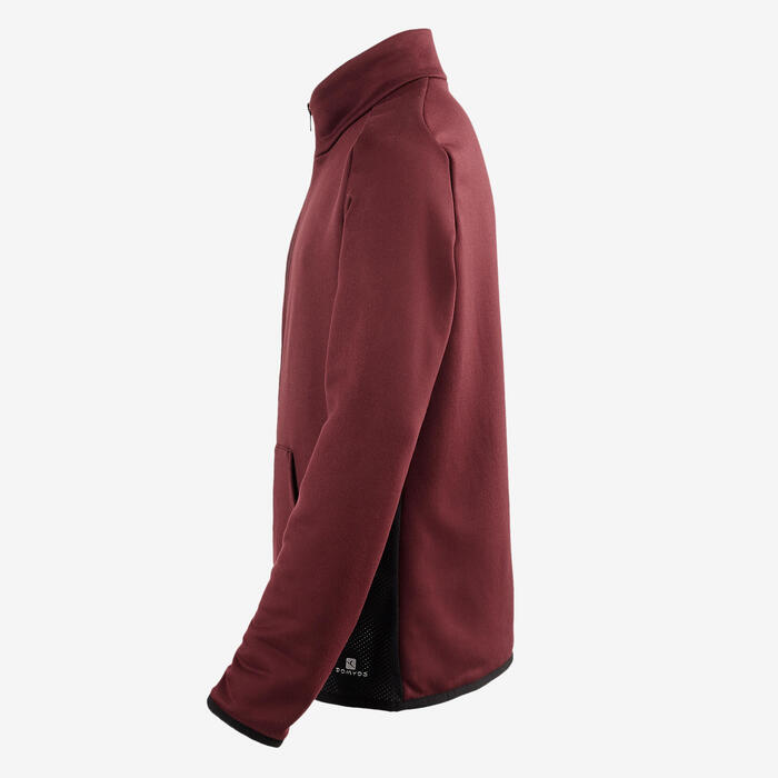Sudadera Chándal Gimnasia Domyos S500 Con Cremallera Y Cuello Niño Burdeos Negro Domyos Decathlon