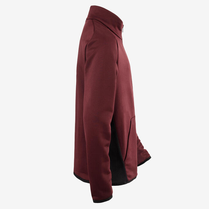 Sudadera Chándal Gimnasia Domyos S500 Con Cremallera Y Cuello Niño Burdeos Negro Domyos Decathlon