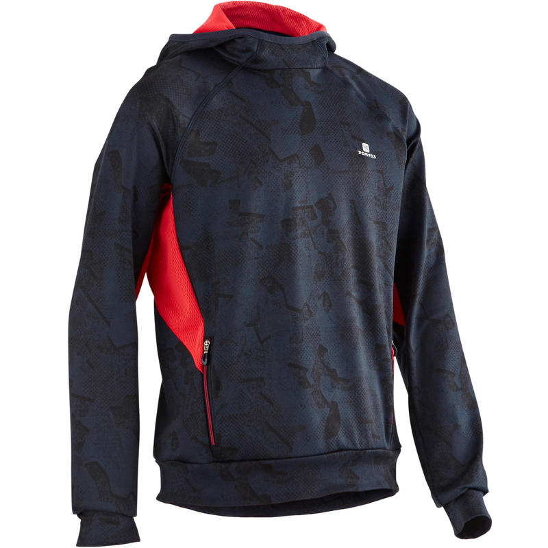 Sweat capuche S900 Gym garçon bleu rouge