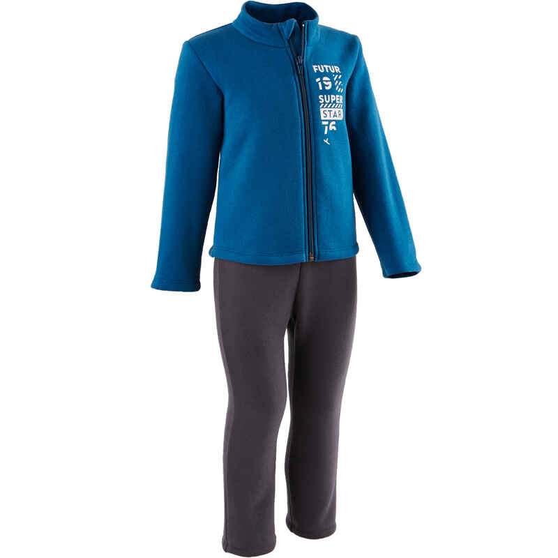 100 Warm'y Zip Baby Gym Tracksuit - Blue