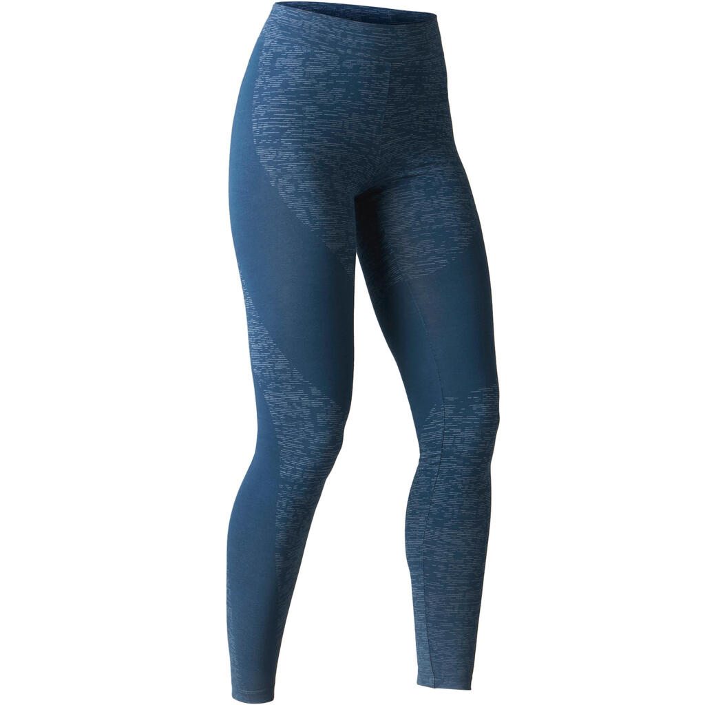 Leggings FIT+ 500 Slim Gym Stretching Damen blau 