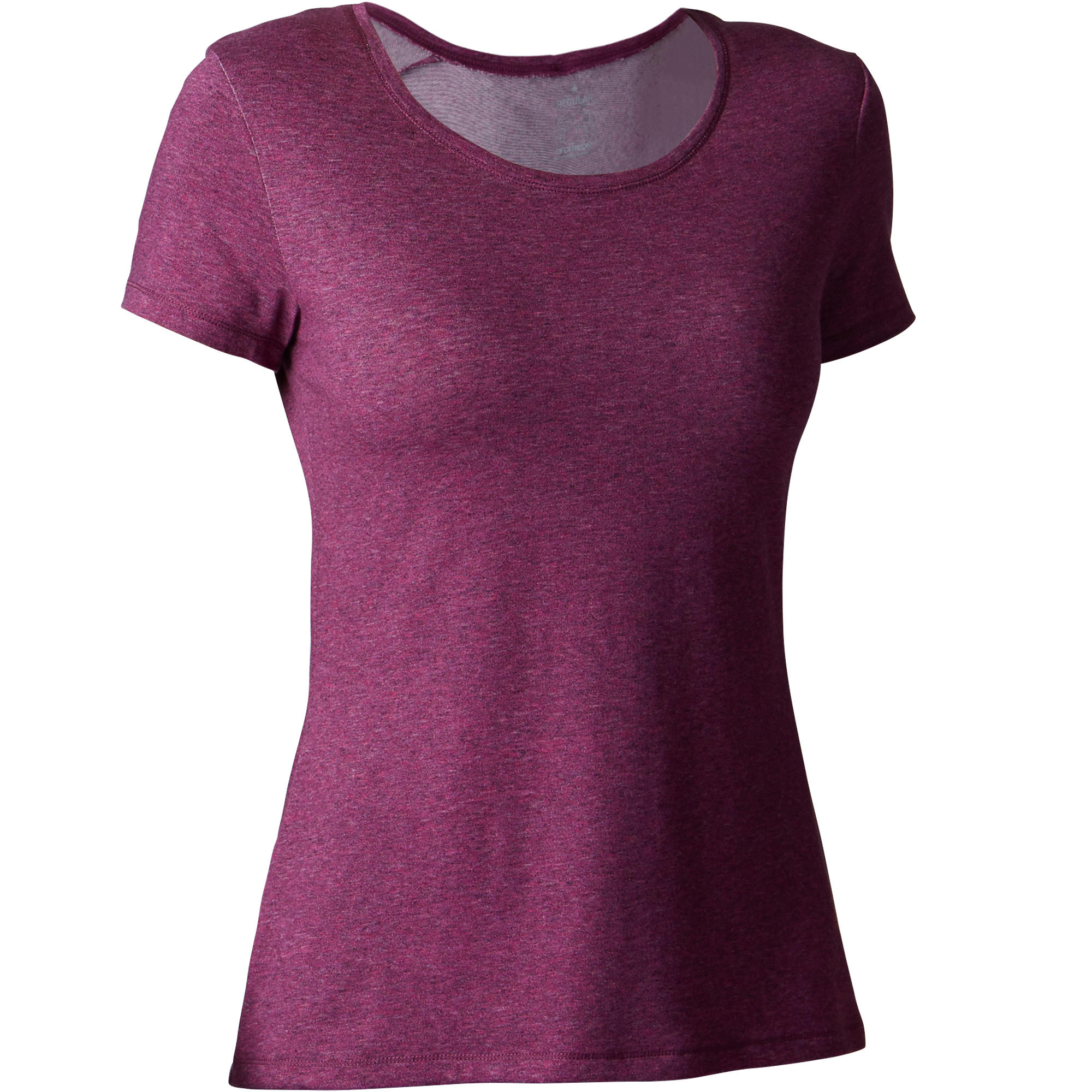 Domyos Dames T Shirt 500 Voor Gym En Stretching Regular Fit Gemeleerd Paars domyos kopen in de aanbieding