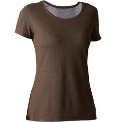 T-shirt 500 regular Gym Stretching femme kaki chiné