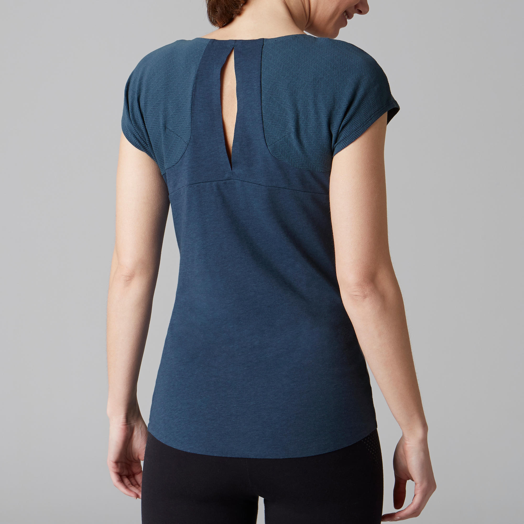 900 Women's Gym Stretching & Pilates TShirt Dark Blue Decathlon — free download