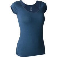 T-shirt 500 slim Gym Stretching femme bleu foncé