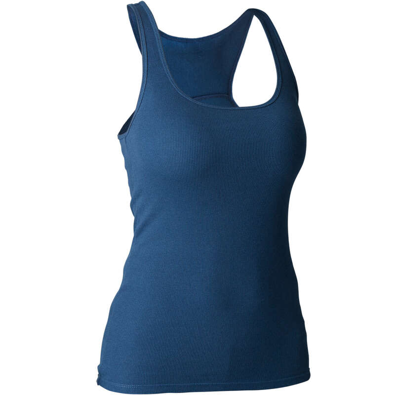 WOMAN T SHIRT LEGGING SHORT - 500 Gym Tank Top - Dark Blue DOMYOS