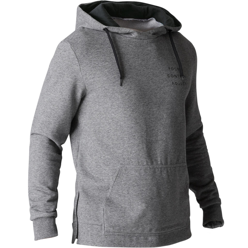 Sweat 900 capuche Gym Stretching homme gris clair