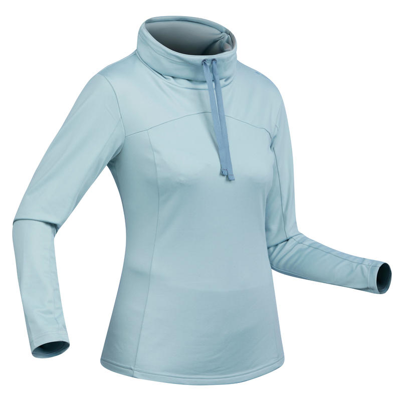 T-shirt de randonnée neige manches longues femme SH100 chaud bleu-ice T-shirt de randonnée neige manches longues femme SH100 chaud bleu-ice