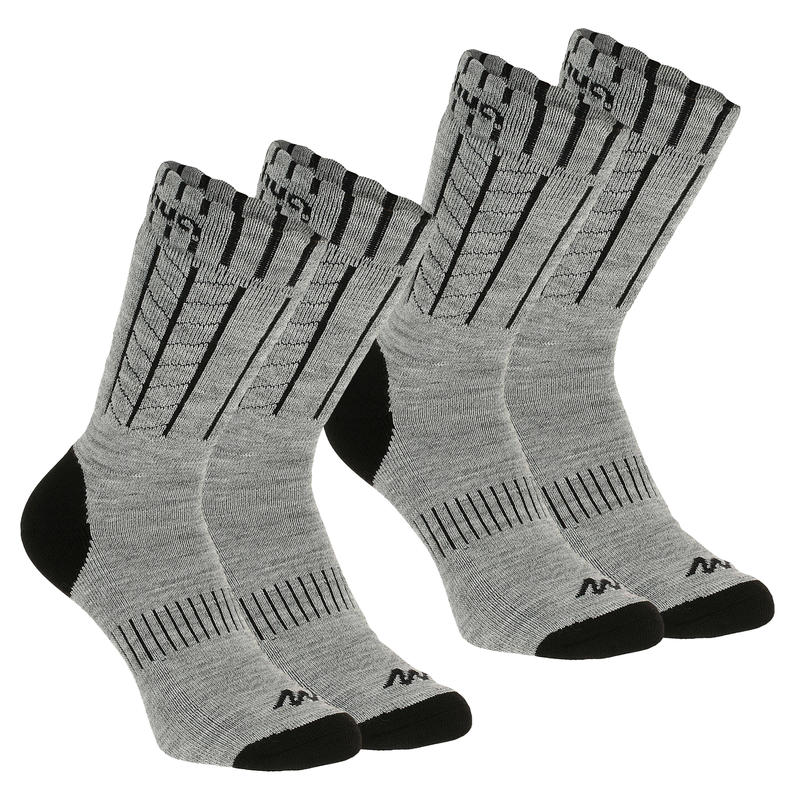 Chaussettes de randonnée neige adulte SH100 chaudes mi-hauteur grises. Chaussettes de randonnée neige adulte SH100 chaudes mi-hauteur grises.