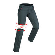 Women’s TREK 100 mountain trekking convertible trousers - dark grey