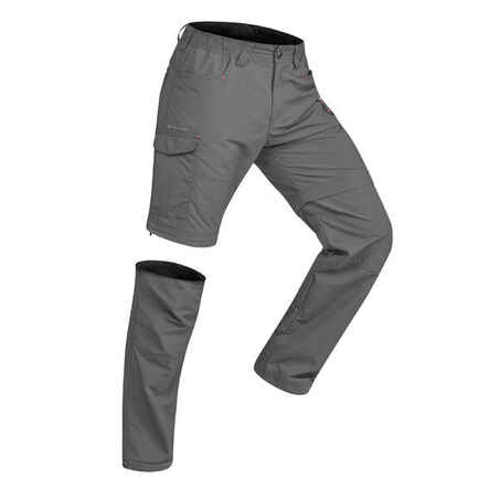 Temno sive moške prilagodljive pohodniške hlače TREK 100