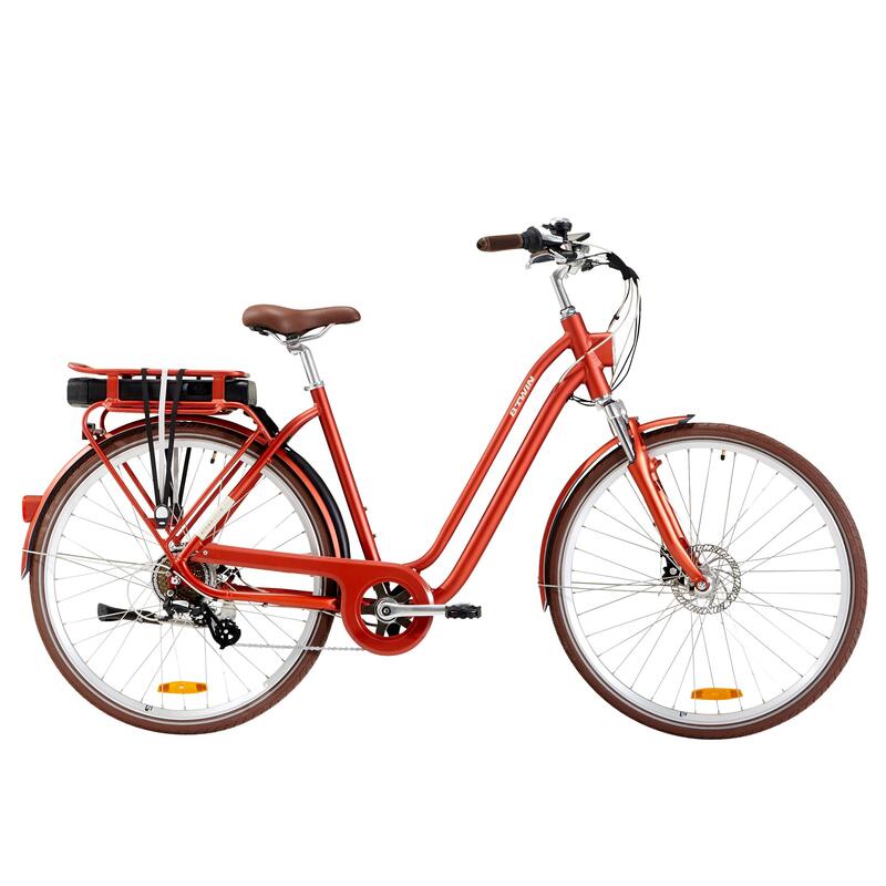 Elektrische stadsfiets Elops 900 E laag frame donkerblauw
